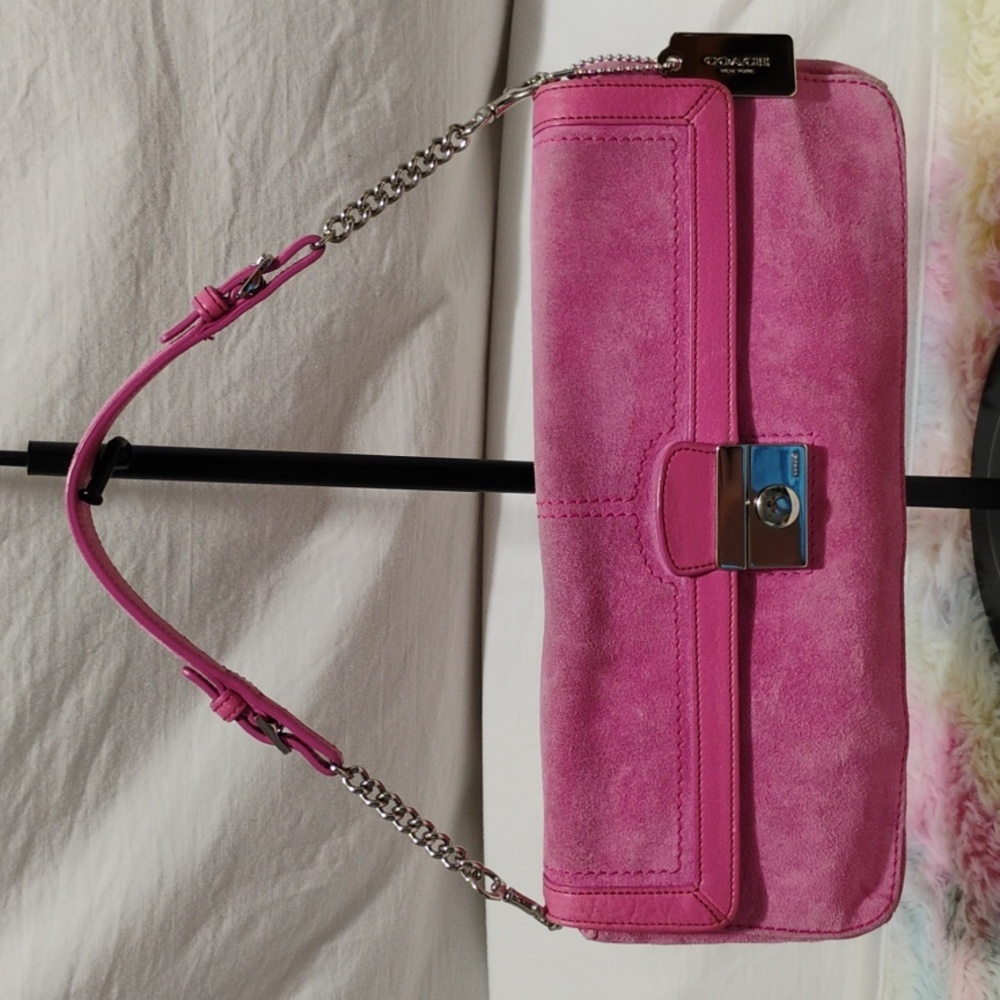 RARE! Auth Coach Y2K 90's Vintage Legacy 🩷 Pink Suede Small Satchel